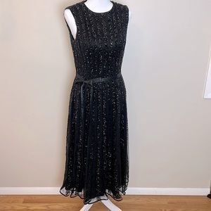 Jovani black beaded, sleeveless / fit and flare cocktail dress - Size 6